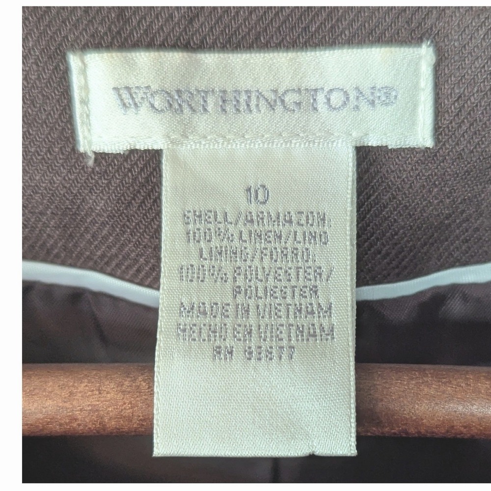 10 Women 100% Linen Cropped Peplum Brown Classic Jacket Lagenlook Artsy Capsule - Picture 4 of 6